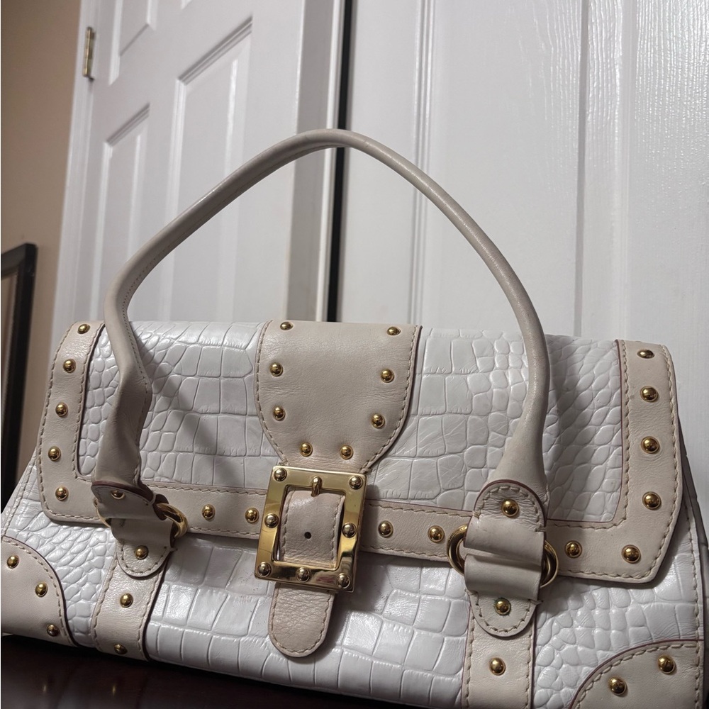 Micheal Korse white Croc-Embossed Handbag
